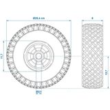 Pro Plus PU Band met Kunststof Velg - Ø 254 x 80 mm - 3.00 x 4 - Asgat Ø 21 mm