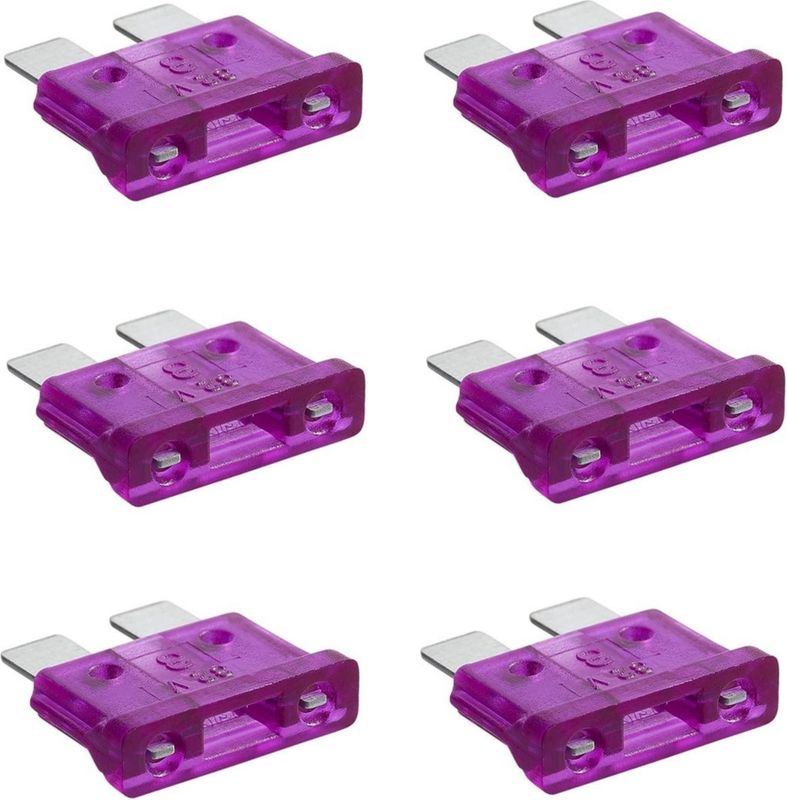 ProPlus Steekzekeringen - 3 Ampère - Paars - 6 stuks - Warmtebestendig