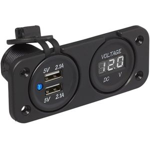 Pro Plus Inbouw Kit: Voltmeter 6 - 30V + USB Poort Dubbel 2 X 2100mA