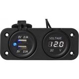 ProPlus Inbouw Voltmeter - Dubbele USB-Poort - 6-30V - Voor Auto en Boot