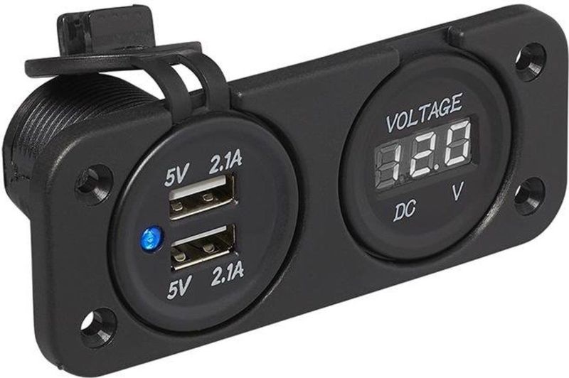 ProPlus Inbouw Voltmeter - Dubbele USB-Poort - 6-30V - Voor Auto en Boot
