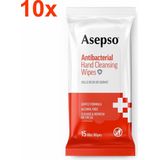 Asepso - Antibacteriële Handreinigingsdoekjes - 10x 15 Stuks - Voordeelverpakking