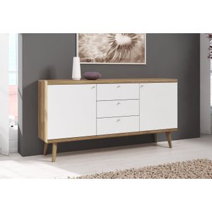 Meubella Dressoir Primavera - Wit - Licht Eiken - 160 cm