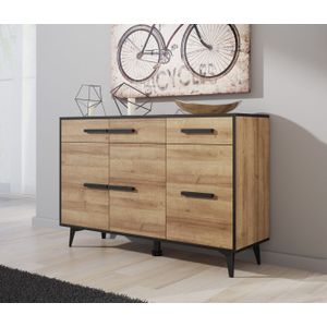 Meubella - Dressoir Frey - Licht Eiken - Zwart - 135 cm