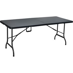Vouwtafel - campingtafel - wickerlook - 180x74cm - zwart