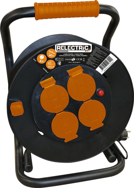 Relectric - RELEC492206 - Kabelhaspel - 50 Meter - 4 Stopcontacten - IP44