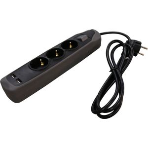 Relectric stekkerdoos 1,5 mtr 3-voudig 2x USB - RELEC492220 RELEC492220