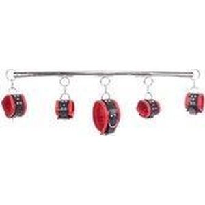 Kiotos Leather - Spreidstang - Spreader Bar met Halsband en 4 Kunstlederen Boeien - zwart/rood