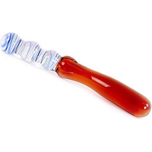 Glazen Dildo Curves - blauw/amber