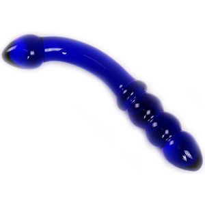 Glazen Dildo Blue Curve - Blauw