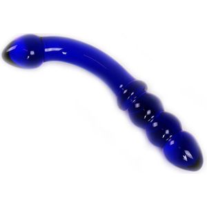 Glazen Dildo Blue Curve - Blauw