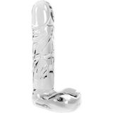 Glazen Dildo met Balzak en Ribbels - Transparant