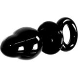 Glazen Buttplug met ring - zwart