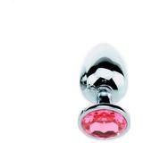 Buttplug Aluminium met Siersteen - Roze