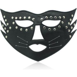 Kattenmasker versierd met siernieten - zwart