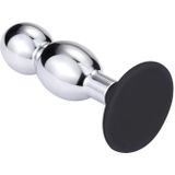 Buttplug aluminium met 2 ballen en zuignap