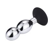 Buttplug aluminium met 2 ballen en zuignap