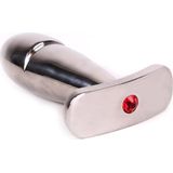 RVS Vinger Buttplug met rood sierkristal