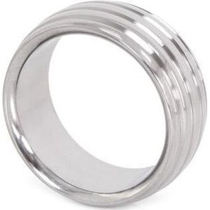 Luxe RVS Donut Cockring Fancy met voelbare groeven Ø 45 mm