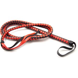 Kiotos Lange Gevlochten Single Tail - Bull Whip 190 cm Lang - Rood/Zwart