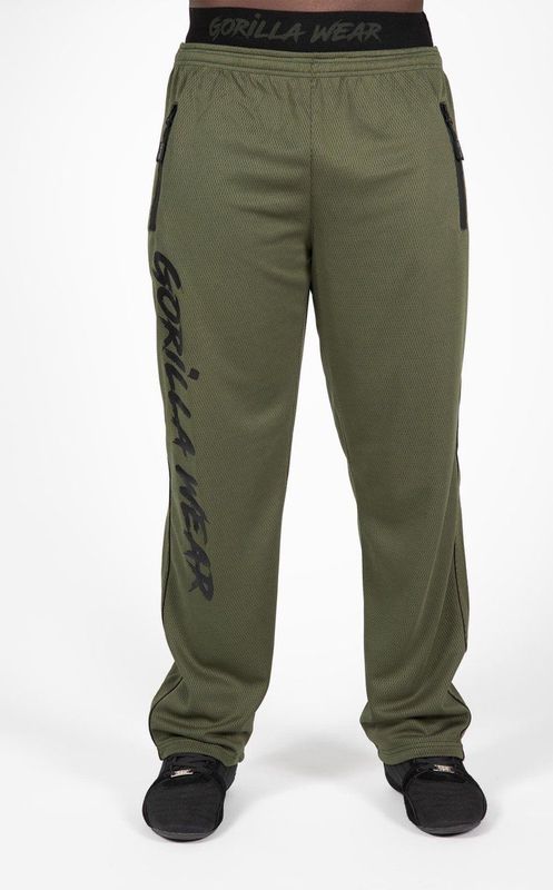 Gorilla Wear - Mercury Mesh Pants - Legergroen/Zwart - Sportbroek - Lichtgewicht Ademend Oversized
