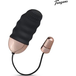 Teazers Geribbeld Vibratie Eitje – Sex Toys Voor Vrouwen - Vibrators Voor Vrouwen met Afstandsbediening – Zwart/Goud