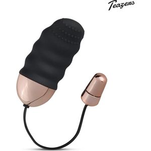 Teazers Geribbeld Vibratie Eitje ��– Sex Toys Voor Vrouwen - Vibrators Voor Vrouwen met Afstandsbediening – Zwart/Goud