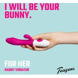 Teazers Réaliste Vibromasseur Rabbit – Vibromasseur Point G et Clitoridien - Vibromasseur Tarzan pour Femme avec 10 Réglages de Vibration – Jouet Femme Lapin - Rose