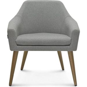 Fameg Esben gestoffeerde fauteuil grijs - retro - scandinavisch - design - eikenhout