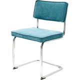 Lisomme Anne Eetkamerstoel Turquoise - Ribstof - Buisframe - Corduroy - Buisstoel