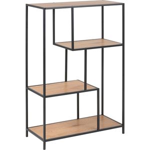 Lisomme - Vic - Boekenkast - Naturel - Metaal en Hout - Open Kast met Planken