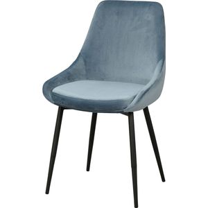 Rowico Home Sierra Eetkamerstoel Blauw - Velvet - Fluweel - Stof - Zwarte Poten - Scandinavisch - Modern