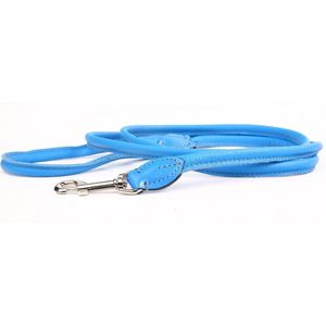 Dog's Companion - Leren riemen (rond) - Lengte: 180cm (8 mm), Kleur: Blauw