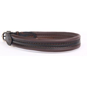 Dog's Companion Leren Halsband - Lengte: 40 cm Verstelbaar van 33-37 cm x 16 mm - soft/duo - Bruin