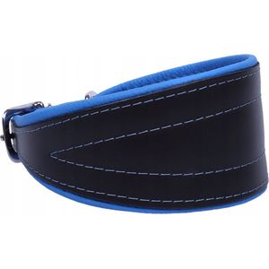 Dog's Companion - Leren halsband greyhound - Lengte: 50cm (41-48cmx70 mm), Kleur: Blauw