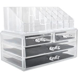 Bobbel Home Acryl Beauty Make Up Organizer 4 Lades - Clear Transparant Sieraden Makeup Cosmetica Opbergsysteem Organiser DIsplay Houder - Eyeliner - Lippenstift - Brushes Visagie - Make-up kastje - Kaptafel