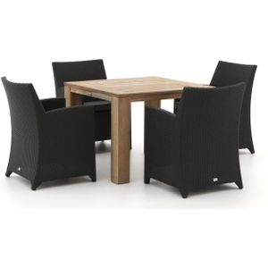 Forza Barolo/ROUGH-X 100cm dining tuinset 5-delig , Old Teak Greywash ,  Wicker  , 100cm