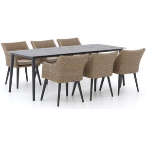 Manifesto Matese/Sora 220cm dining tuinset 7-delig , Grijs - Antraciet,Taupe - Naturel - Bruin ,  Wicker  ,