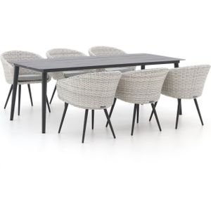 Manifesto Veruno/Sora 220cm dining tuinset 7-delig , Grijs - Antraciet,Wit - Ecru ,  Wicker  , 220cm