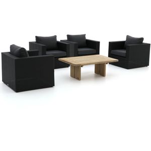 Forza Barolo/ROUGH-L stoel loungeset 5-delig , Grijs - Antraciet,Old Teak Greywash ,  Wicker  ,