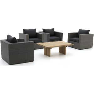 Forza Barolo/ROUGH-L stoel loungeset 5-delig , Grijs - Antraciet,Old Teak Greywash ,  Wicker  ,