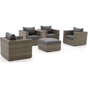 Forza Barolo stoel loungeset 5-delig , Grijs - Antraciet ,  Wicker  ,