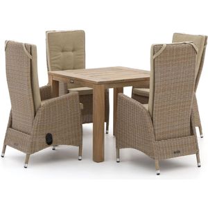 Intenso Fabrizi/ROUGH-S 90cm dining tuinset 5-delig verstelbaar , Old Teak Greywash,Taupe - Naturel - Bruin ,  Wicker  , 90cm