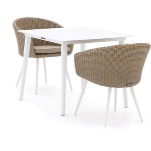 Manifesto Veruno/Sora 90cm dining tuinset 3-delig , Taupe - Naturel - Bruin,Wit - Ecru ,  Wicker  , 90cm