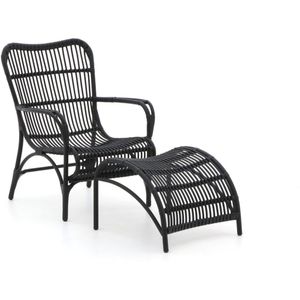 Intenso Napoli lounge tuinstoel met voetenbank , Zwart ,  Wicker  ,