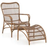 Intenso Napoli lounge tuinstoel met voetenbank , Taupe - Naturel - Bruin ,  Wicker  ,