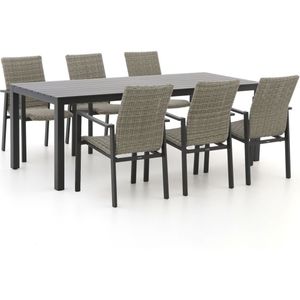 Manifesto Villongo/Menzano 220cm dining tuinset 7-delig stapelbaar , Grijs - Antraciet ,  Wicker  ,