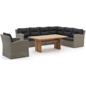 Intenso Fellini/ROUGH-L dining loungeset 8-delig , Grijs - Antraciet,Old Teak Greywash ,  Wicker  , 284x219cm