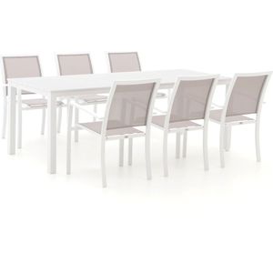 Bellagio Anzio/Menzano 220cm dining tuinset 7-delig stapelbaar , Wit - Ecru ,  Aluminium  ,