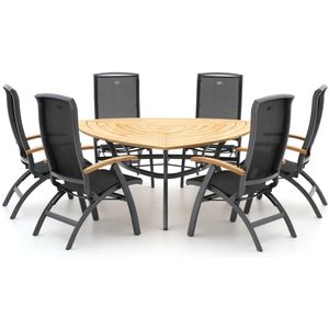 Hartman Da Vinci/Triangular 170cm dining tuinset 7-delig , Grijs - Antraciet,Natural Teak ,  Aluminium  ,